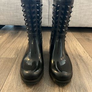 Authentic Valentino Rockstud Rain Boots Black, Size EU40)